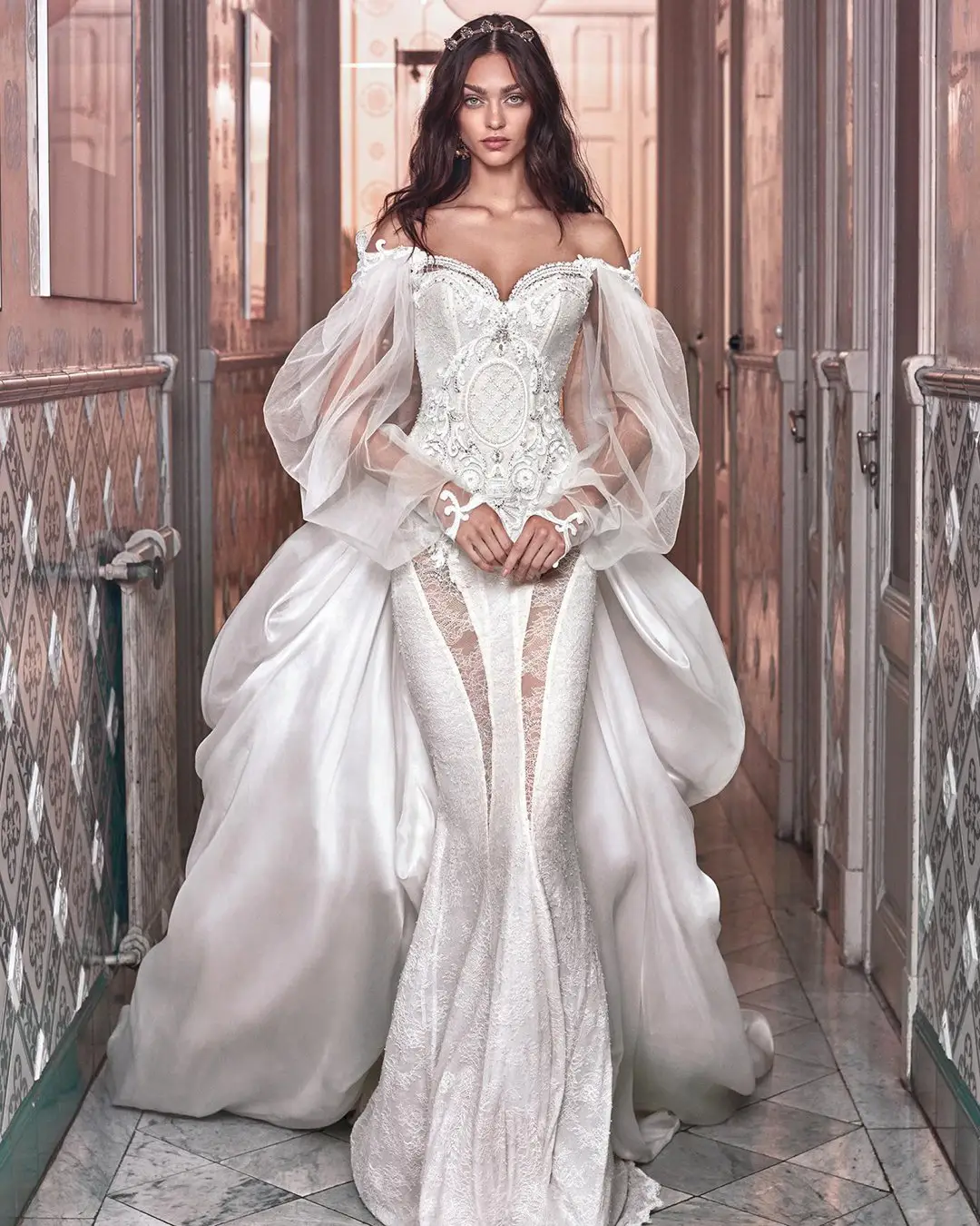 sachin and babi light blue dress The Vintage Elegance of '70s Wedding Dress main image 0